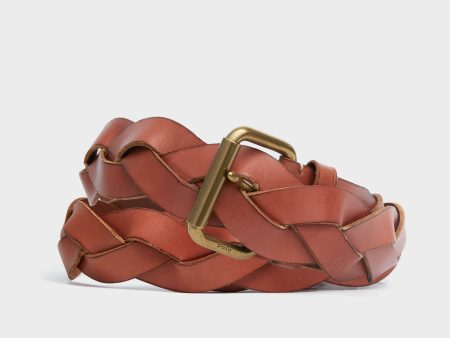 Tan Smooth Vachetta Braided Belt Online now