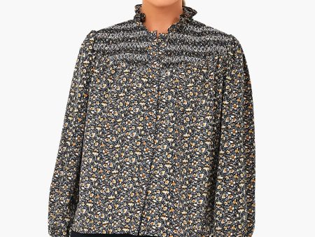 Black Floral Long Sleeve Nicole Shirt Fashion