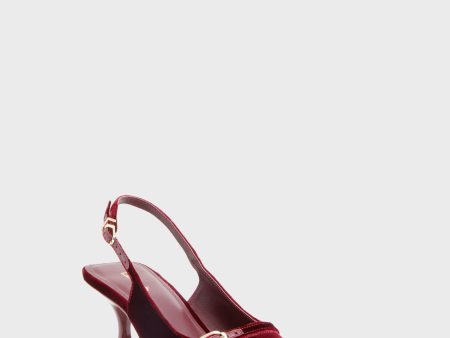 Wine Velvet Ines Heels For Sale