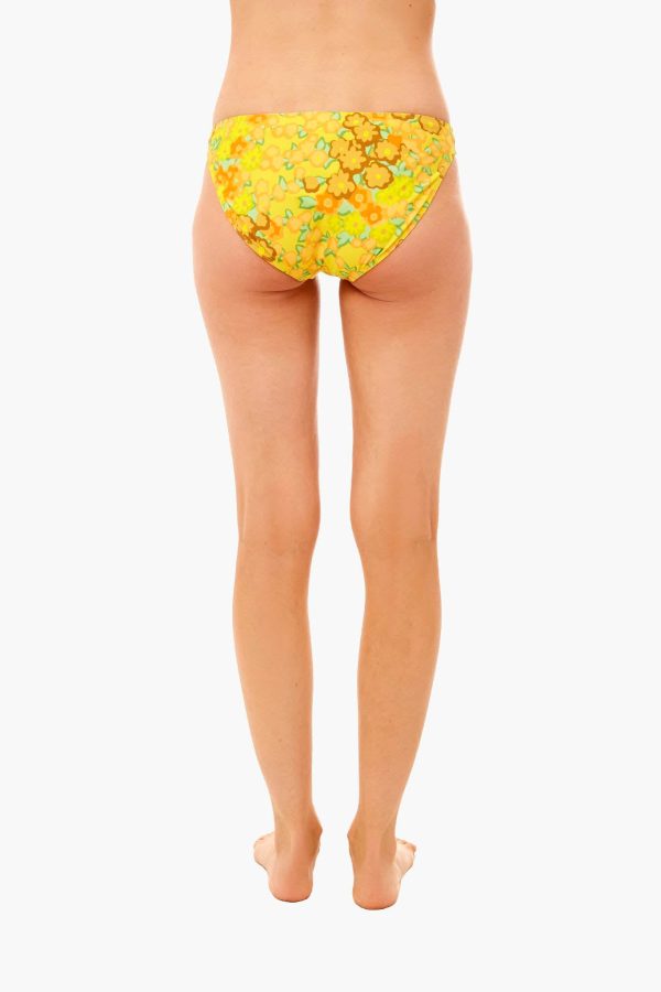 Yellow Blossom Printed Bikini Bottom For Discount