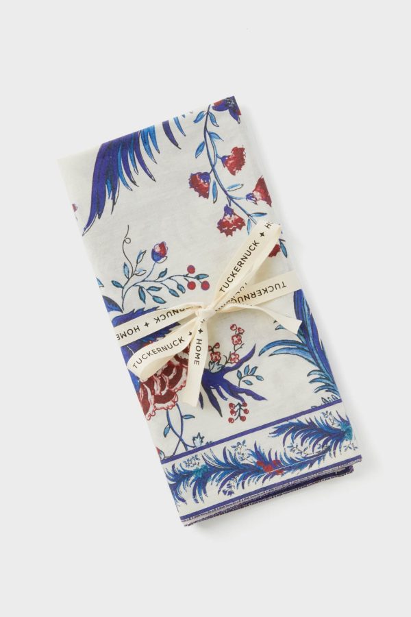 Blooming Sapphire Printed Napkins Set of 4 Hot on Sale