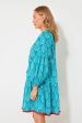 Tropical Teal Lantern Block Print Tie Neck Coverup Online