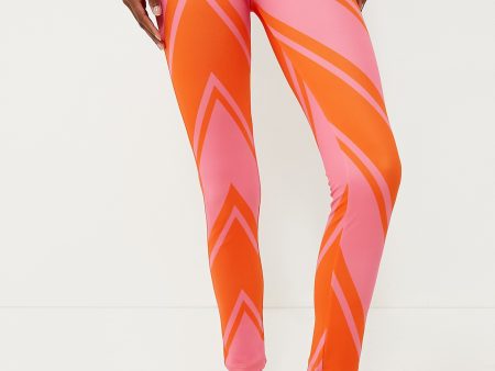 Azalea Pink and Orange Chevron Print Thermal Pant Hot on Sale