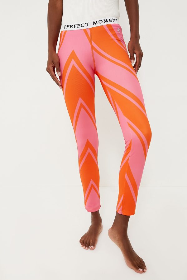 Azalea Pink and Orange Chevron Print Thermal Pant Hot on Sale