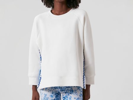 White and Blue Ric Rac Maggie Pullover Online now