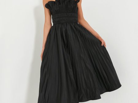 Black Pleated Maxi Dress Cheap