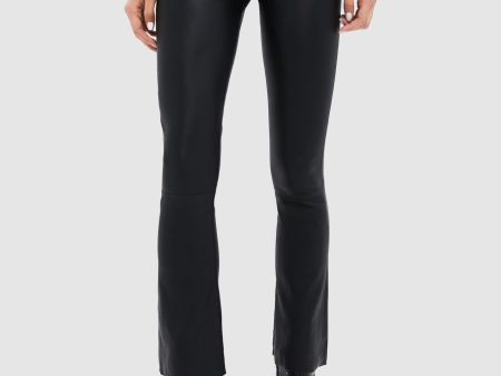 Black Leather Ankle Flare Legging For Cheap