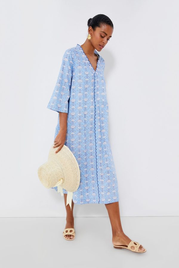 Cornflower Blue Cote D Azur Caftan For Cheap