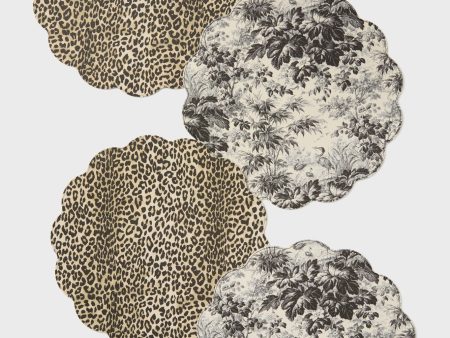 Leopard Toile Reversible Wipeable Placemats Set of 4 For Cheap