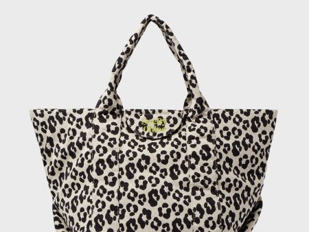 Cement Beige Leopard Laetizia Tote Online now