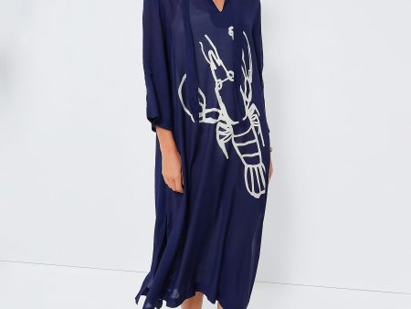 Navy Lobster Maxi Marseille Caftan For Sale