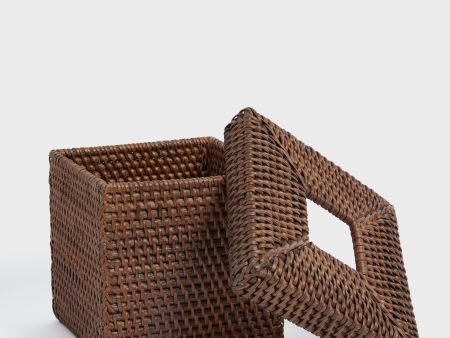 Dark Brown Rattan Tissue Box Cover Online now