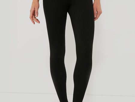 Black Rib Stirrup Legging For Cheap