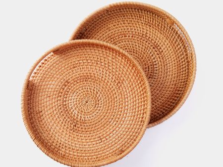 Light Rattan Round Trays Set of 2 Cheap