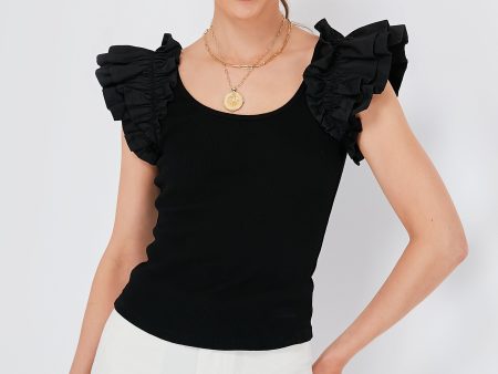 Black Ruffle Rita Top Online now