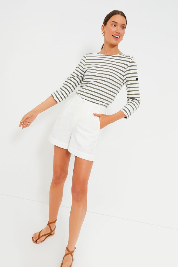 Ecru Twill Pleated Short Supply