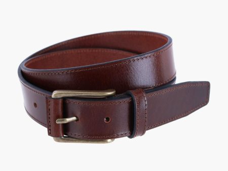 Brown Wyatt 34mm Genuine Leather Casual Jean Belt For Discount