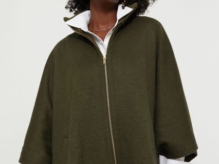 Olive Full Zip Huntington Poncho on Sale