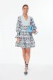 Teal and Seagrass Block Print Kenzo Dress For Discount