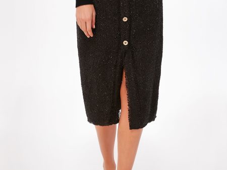 Black Tweed Laurelle Midi Skirt Fashion