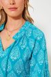 Tropical Teal Lantern Block Print Tie Neck Coverup Online