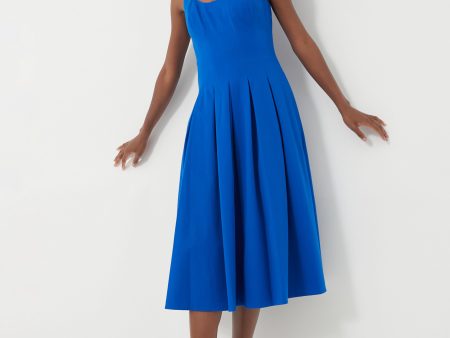 Stained Glass Blue Twill Scoop Neck Dress Online