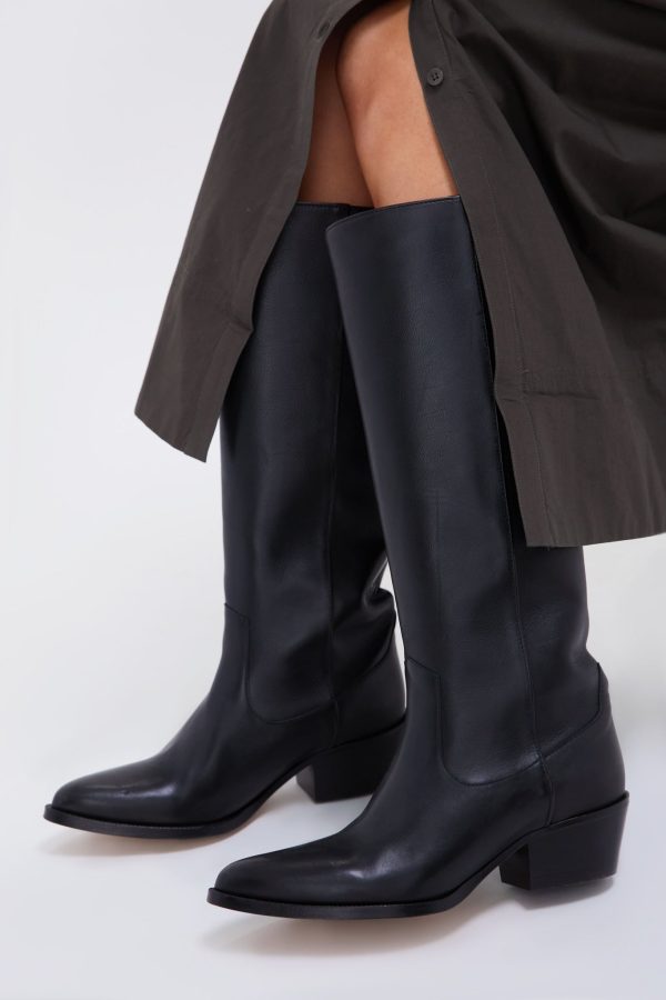 Black Leather Tall Boot Cheap