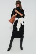 Black Sweater Rib Turtleneck Dress Cheap