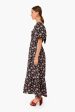 Black Floral Seaport Midi Dress For Sale