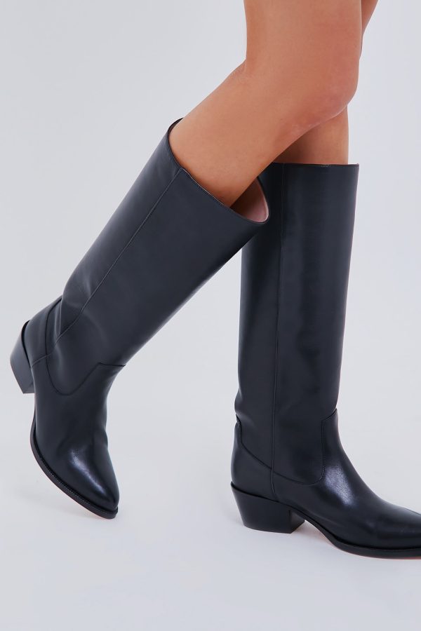 Black Leather Tall Boot Cheap