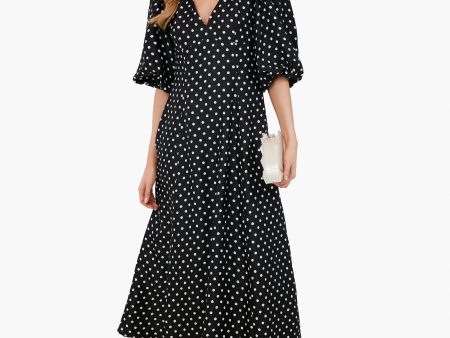 Black Harmony Dot Cloque Dress Hot on Sale