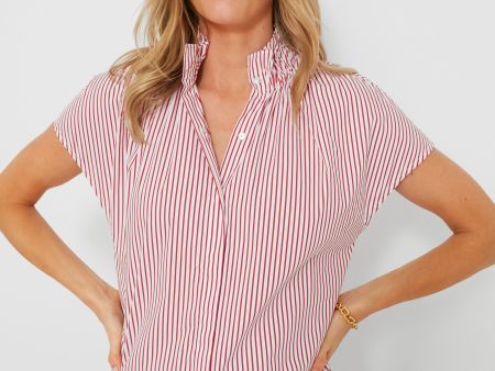 Red Stripe Rae Blouse on Sale