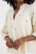 Tan Embroidered Blooms Blouse Fashion