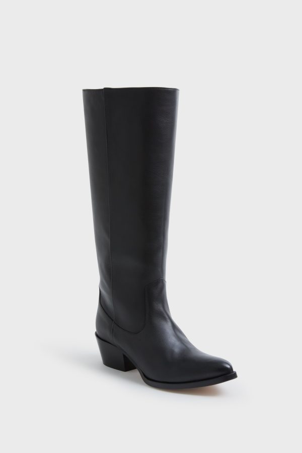 Black Leather Tall Boot Cheap