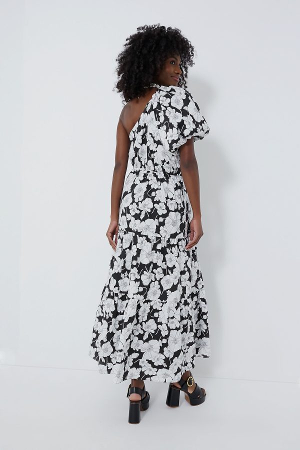 Black & White Floral One Shoulder Maureen Maxi Dress Online Sale