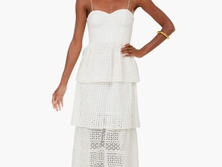 White Cotton Broderie Anglaise Midi Dress Discount