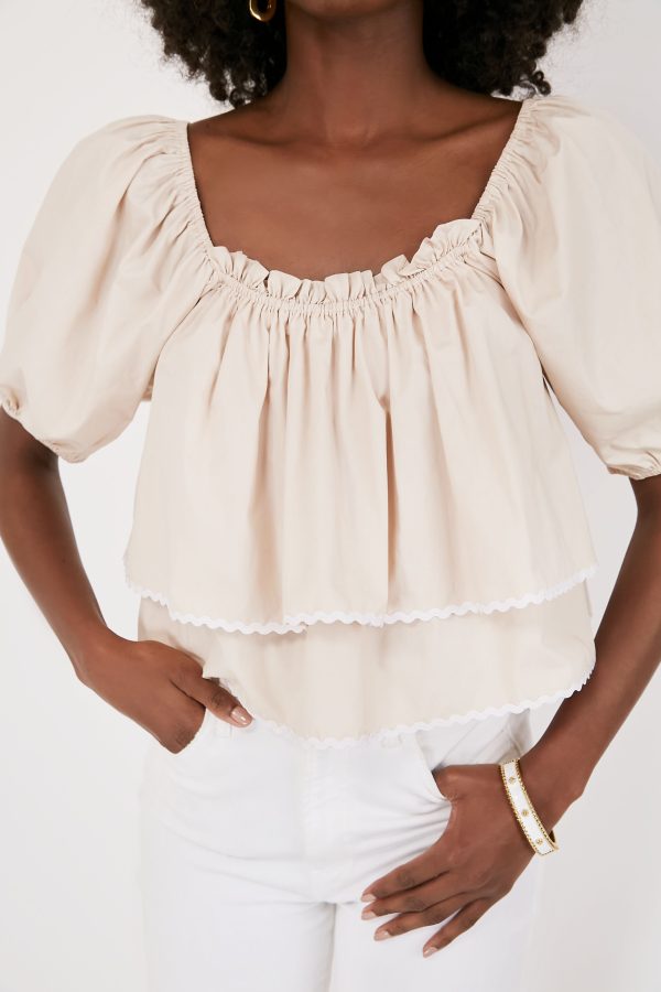 Tan Ric-Rac Layered Suzie Top For Sale