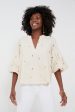 Tan Embroidered Blooms Blouse Fashion