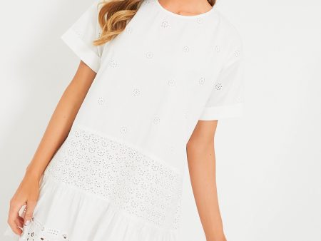 White Elysse Embroidery Shortsleeve Tunic Supply