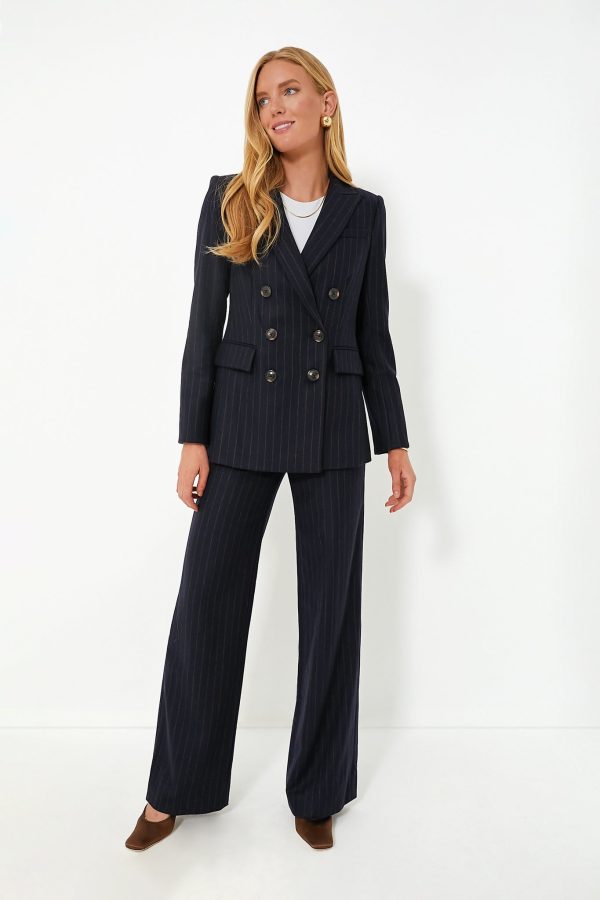 Navy Pinstripe Ellette Dickey Jacket For Discount