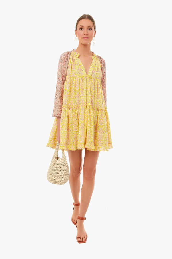 Yellow And Sand Ikat Swing Dress Sale