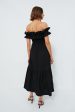 Black Cotton Poplin Long Smock Dress Hot on Sale