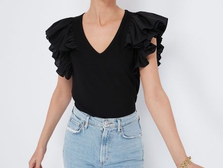 Black Tory Flutter Sleeve Top Hot on Sale