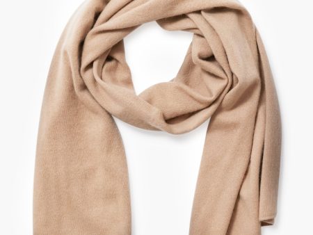 Camel Boiled Cashmere Clean Edge Knit Scarf For Sale