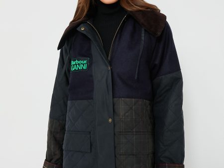 Navy Classic Barbour Ganni Burghley Jacket For Sale