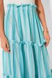 Aquamarine Stripe Gauze Prado Skirt For Sale