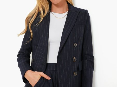 Navy Pinstripe Ellette Dickey Jacket For Discount