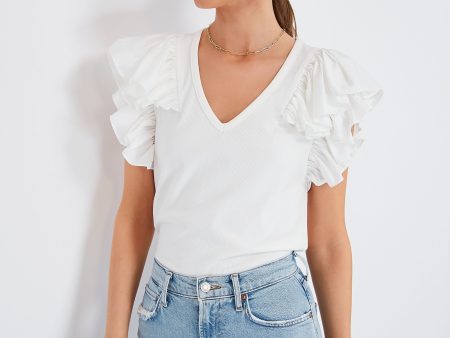 White Tory Flutter Sleeve Top Cheap