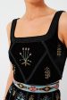 Black Cindarella Agra Embroidered Top Cheap