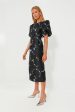 Black 3D Jacquard Open Back Midi Dress Discount